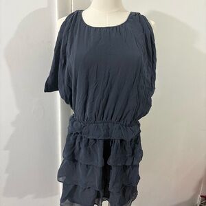 Anthropologie Jenny Han 100% Silk Blue Ruffle Sleeveless Dress Sz XS Fairy Boho